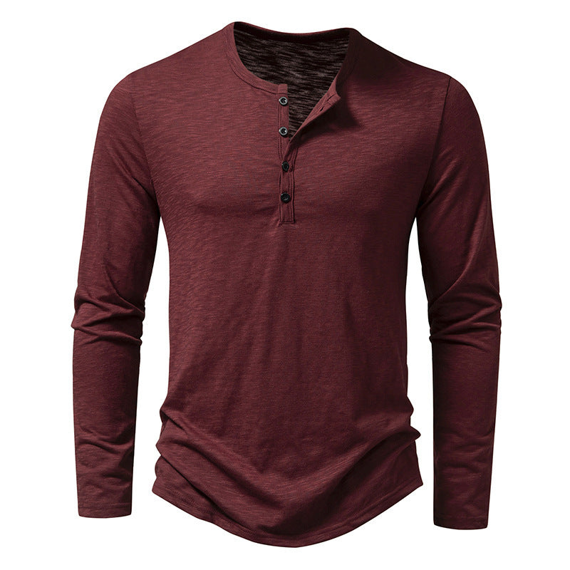 Tony – Langärmliges Herren T-Shirt mit Knopfleiste und Henry-Kragen