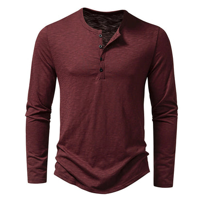 Tony – Langärmliges Herren T-Shirt mit Knopfleiste und Henry-Kragen