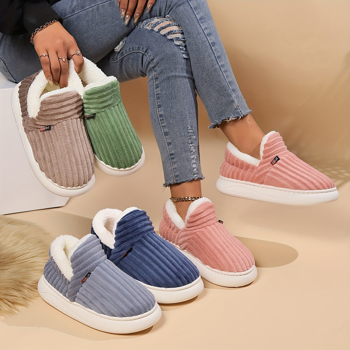 Damen Winter Hausschuhe FluffySteps™ – Gemütliche Pantoffeln für Zuhause, Komfort und Wärme