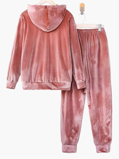 Damen Freizeit Hausanzug Set mit Kapuzenpullover und Jogginghose – Bequemer Lounge- und Trainingsanzug