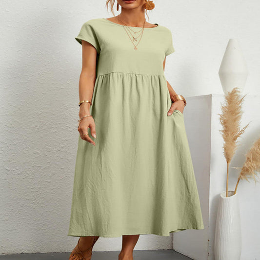 Audrey – Ärmelloses Baumwoll-Leinen-Kleid mit Taschen