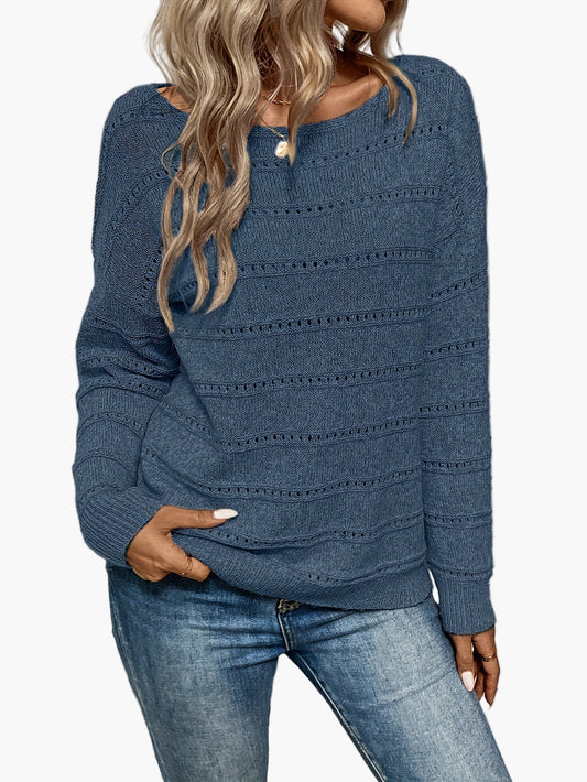 Damen Strickpullover Elegant Lässiger Herbst Winter Rundhals
