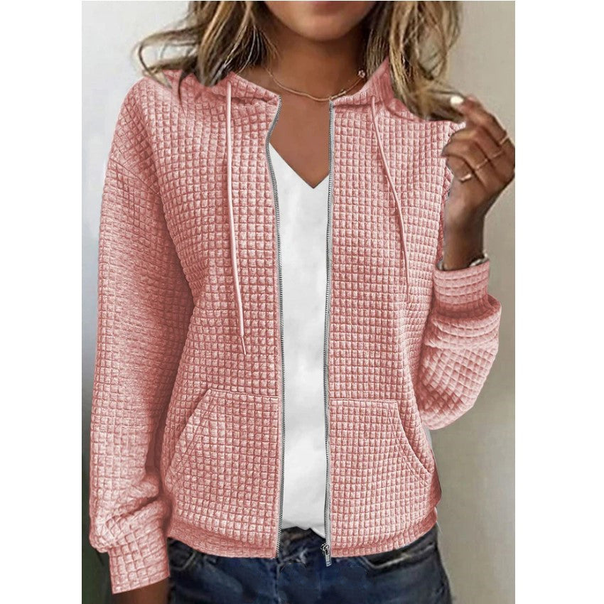 Jessica – Langer Damen-Cardigan mit Reißverschluss und Kapuze