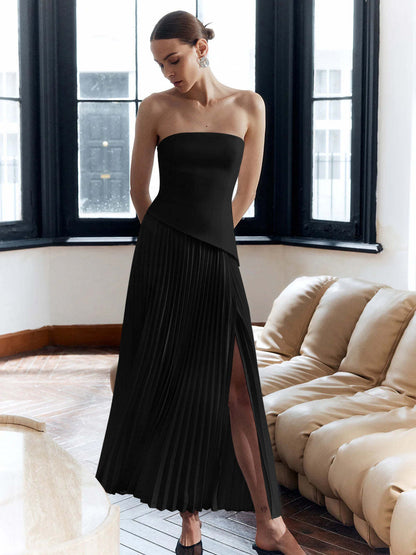 Damen Abendkleid Elegant Asymmetrisch mit Schlitz – Modernes Maxikleid für besondere Anlässe