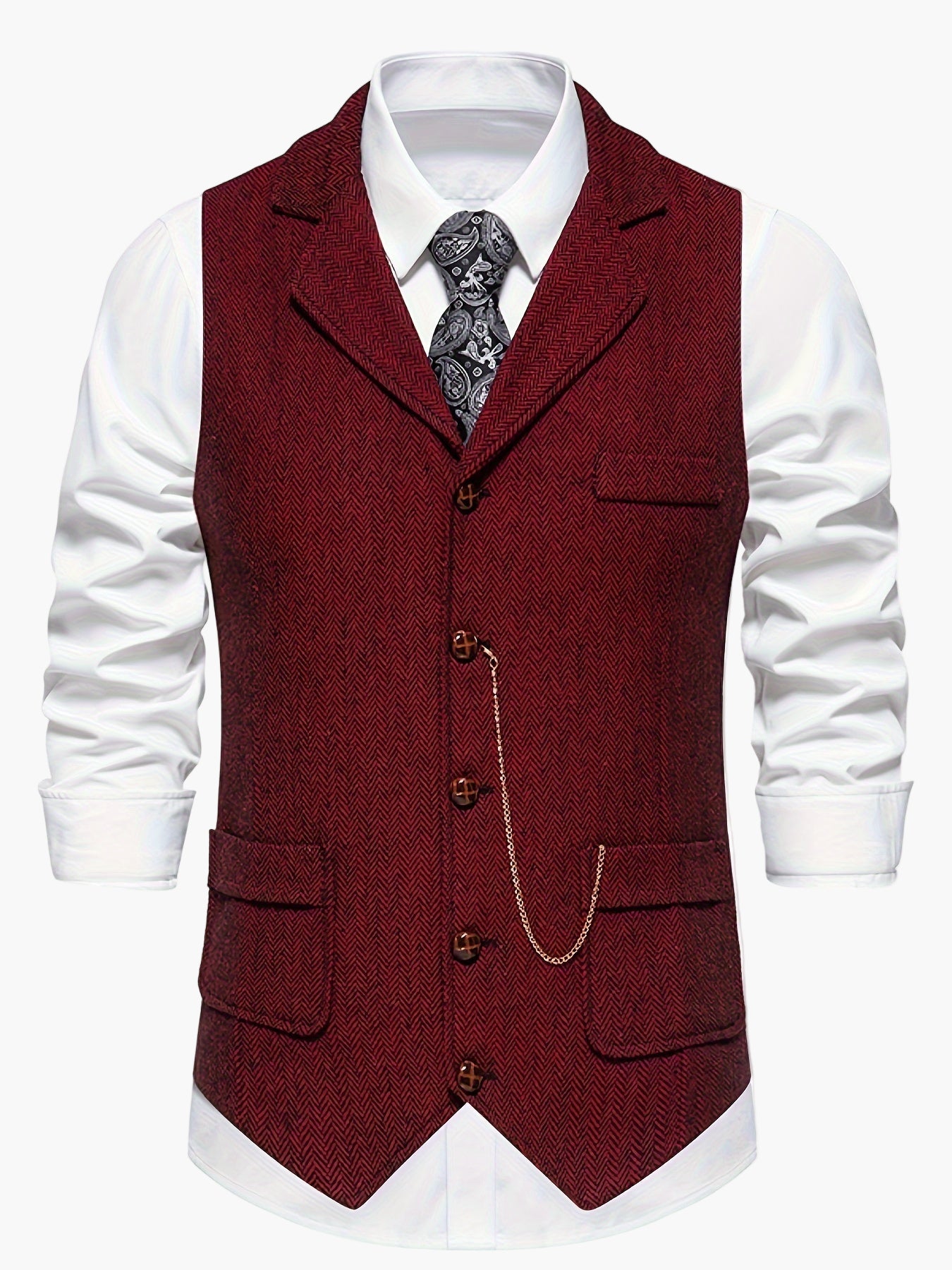 Herren Weste Klassisch Modern Business Hochzeit – Elegantes Herrenwesten-Design mit Reverskragen und Retro-Charme