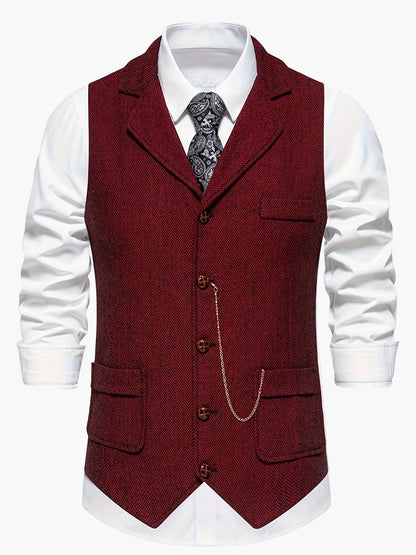 Herren Weste Klassisch Modern Business Hochzeit – Elegantes Herrenwesten-Design mit Reverskragen und Retro-Charme