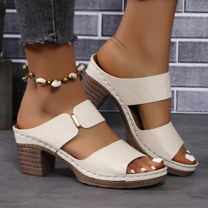 Sandra – Modische High Heel Slipper mit runder Zehenpartie für den Sommer