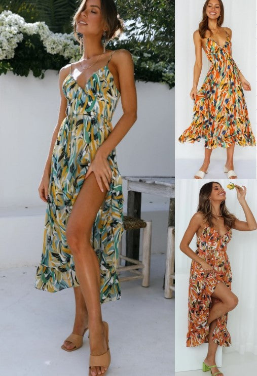 Diana – Boho-Schulterfreies Print-Kleid