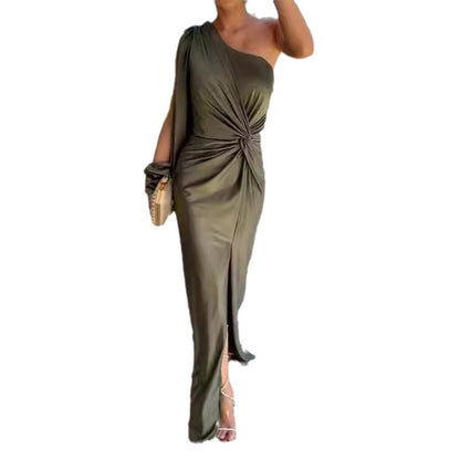 Brenda – Schlankes Kleid mit Diagonalem Schulterknoten