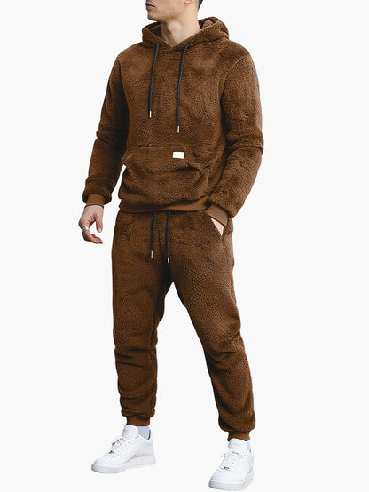 Herren Fleece Jogginganzug Set – Bequemer Freizeit Hoodie & Jogger für Herbst und Winter