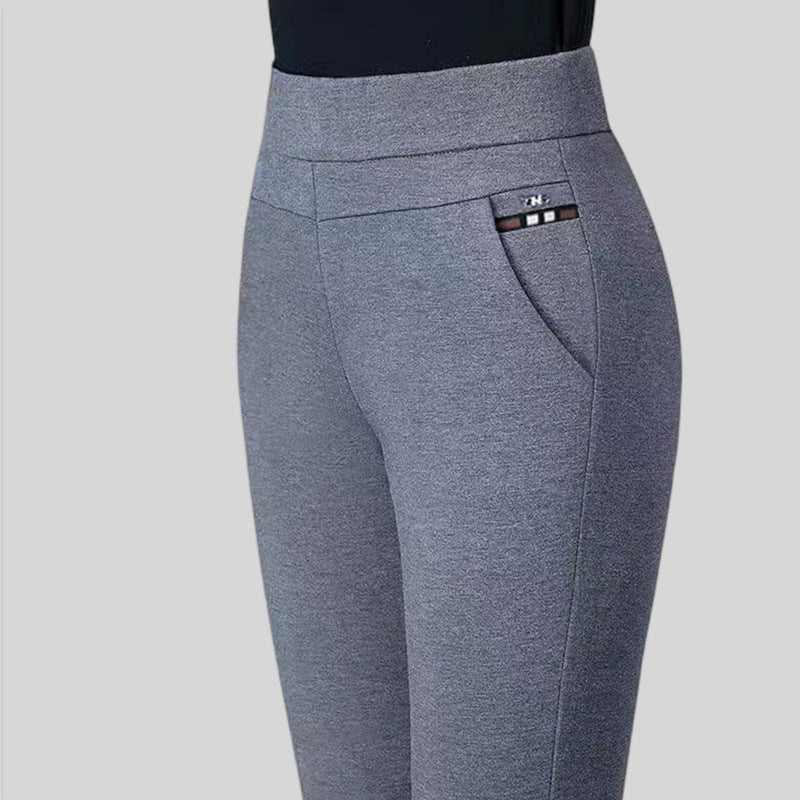 Denise – Elastische Hochbund Frühlings Freizeit Streifen Gerade Hose
