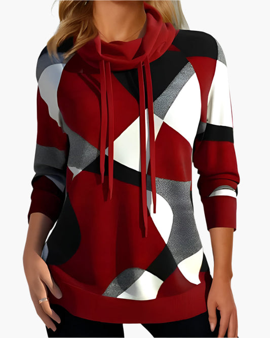 Damen Farbblock Pullover – Modischer Freizeit-Hoodie mit Kordelzug, ideal für Alltag & Freizeit