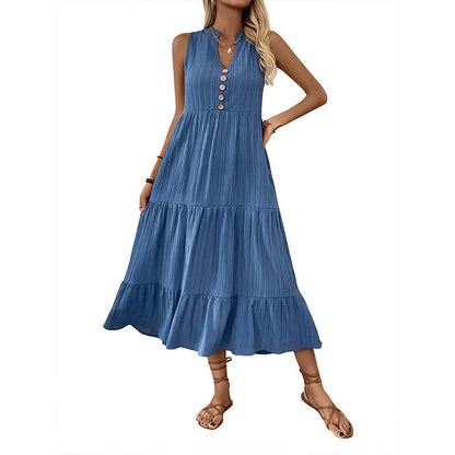 Deborah – Faltendes ärmelloses Kleid in einfarbigem Design