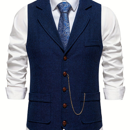 Herren Weste Klassisch Modern Business Hochzeit – Elegantes Herrenwesten-Design mit Reverskragen und Retro-Charme