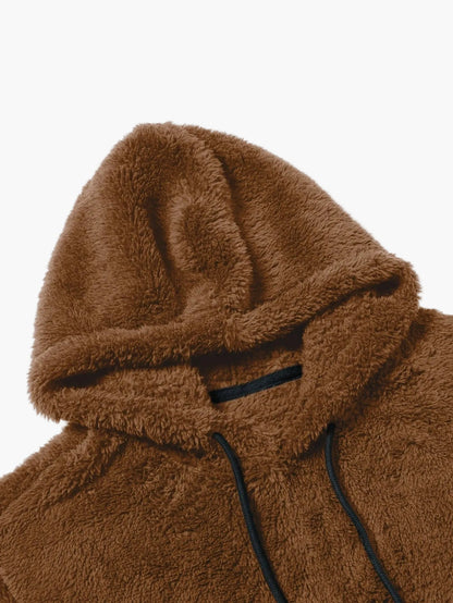 Herren Fleece Hoodie Jogginganzug Zweiteiler – Winter Freizeit Trainingsanzug mit Kapuze und Tasche