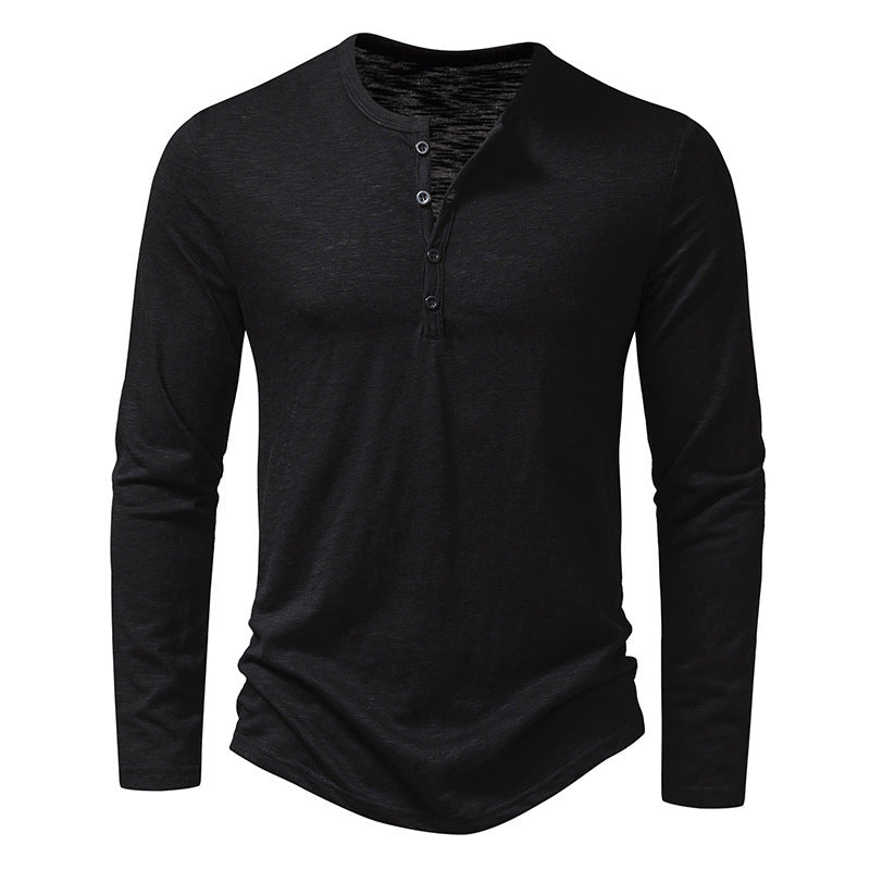 Tony – Langärmliges Herren T-Shirt mit Knopfleiste und Henry-Kragen
