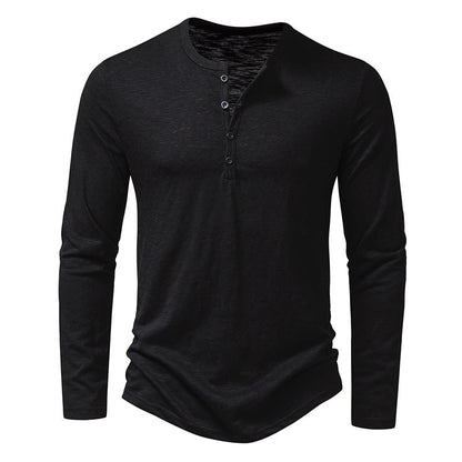 Tony – Langärmliges Herren T-Shirt mit Knopfleiste und Henry-Kragen