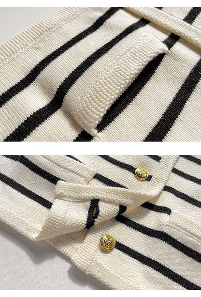 Vanessa – Gestreifter Damenstrickcardigan mit kurzer Länge