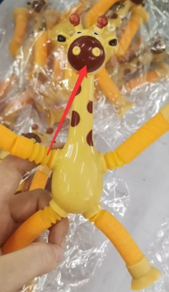 Kinder Cartoon Giraffe Fidget Spielzeug – Teleskopische Saugfuß Anti-Stress Spielfigur – Unisex, Sensorik Lernspielzeug