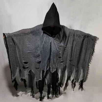 Halloween Herren & Damen Grim Reaper Kostüm – Unheimlicher Umhang mit Kapuze für Halloween-Partys & Deko