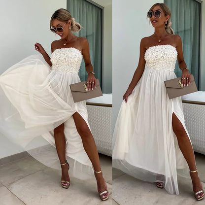 Alison – Ärmelloses Kleid mit Blumenstickerei