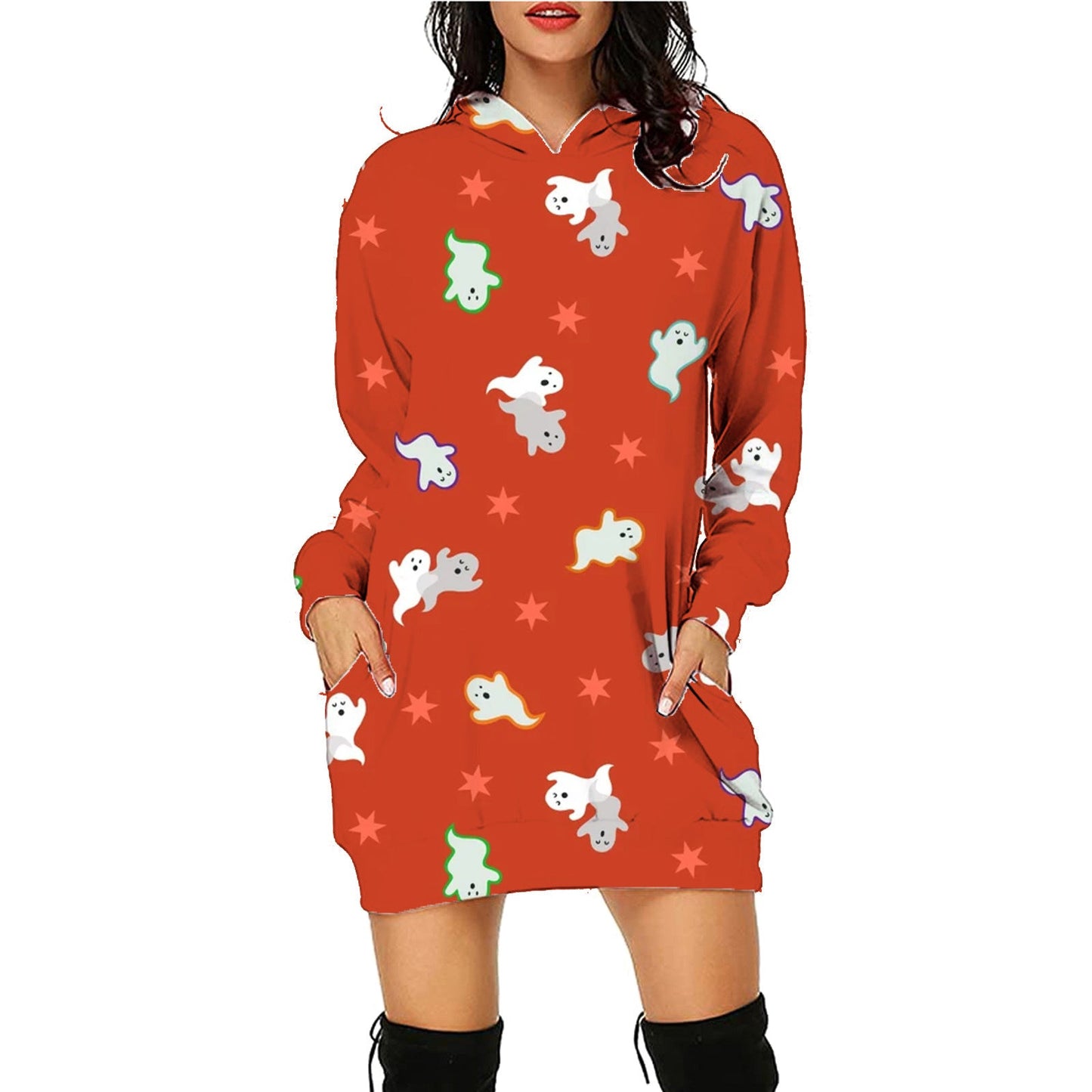 Damen Halloween Hoodie Kleid – Lustiges Kostüm für Halloween-Partys und Gruselige Anlässe