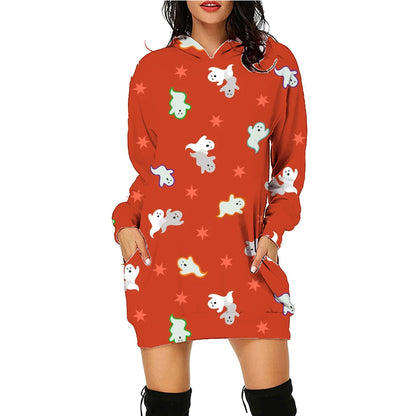 Damen Halloween Hoodie Kleid – Lustiges Kostüm für Halloween-Partys und Gruselige Anlässe