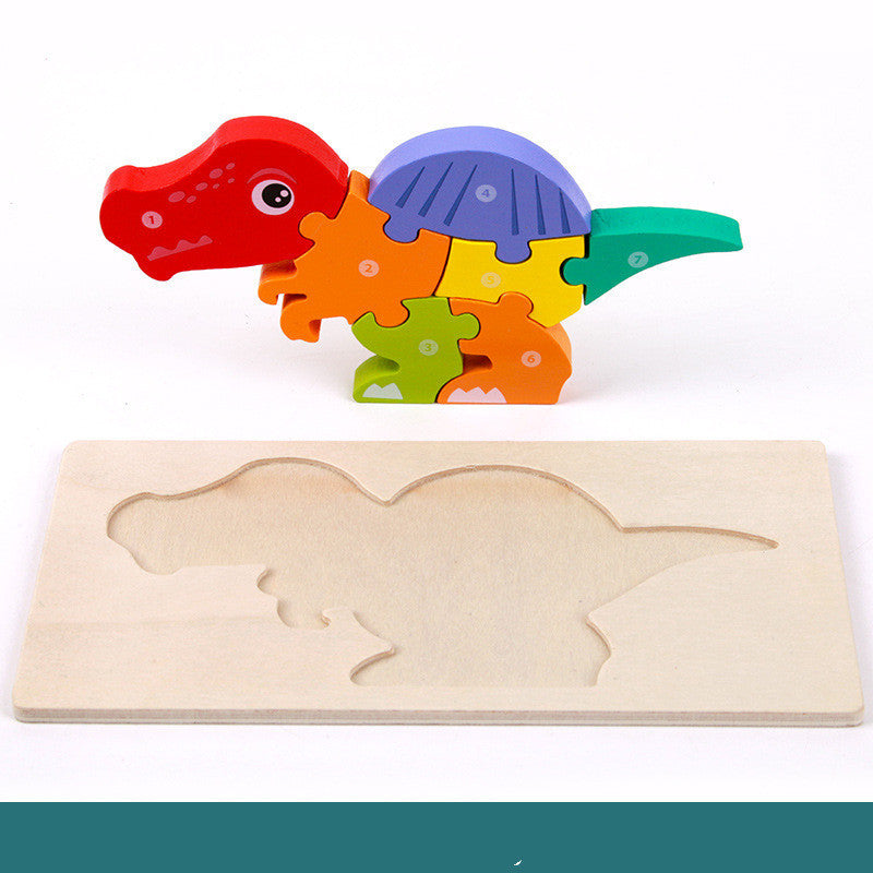 Kinder Dinosaurier Holzpuzzle 3D Lernspielzeug – pädagogisches Steckpuzzle ab 4 Jahren