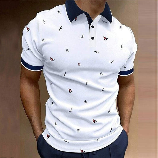 Stanley – Kurzarm-Sailboat T-Shirt mit 3D-Druck und Flanschen