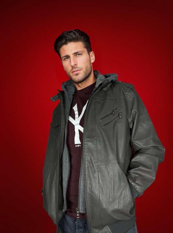 Herren Kunstlederjacke im Biker-Stil mit abnehmbarer Kapuze – Urban Streetwear für Alltag und Freizeit