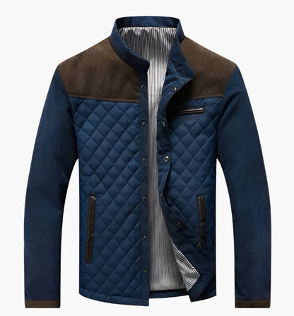 Herren Steppjacke im Patchwork-Design – Eleganter Casual-Look für Alltag und Freizeit