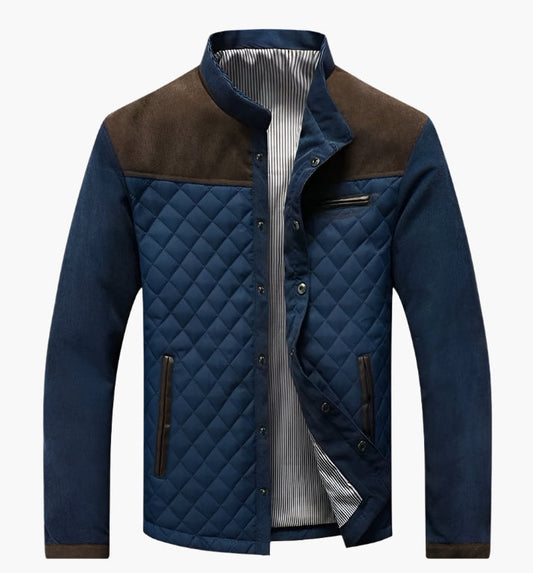 Herren Steppjacke im Patchwork-Design – Eleganter Casual-Look für Alltag und Freizeit