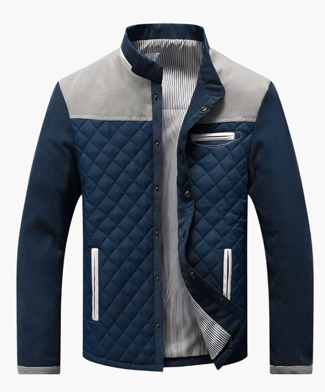 Herren Steppjacke im Patchwork-Design – Eleganter Casual-Look für Alltag und Freizeit