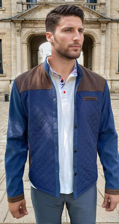 Herren Steppjacke im Patchwork-Design – Eleganter Casual-Look für Alltag und Freizeit