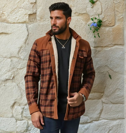 Herren Outdoor Flanelljacke im Holzfäller-Stil mit Fleece-Innenfutter – Ideal für Freizeit und Abenteuer