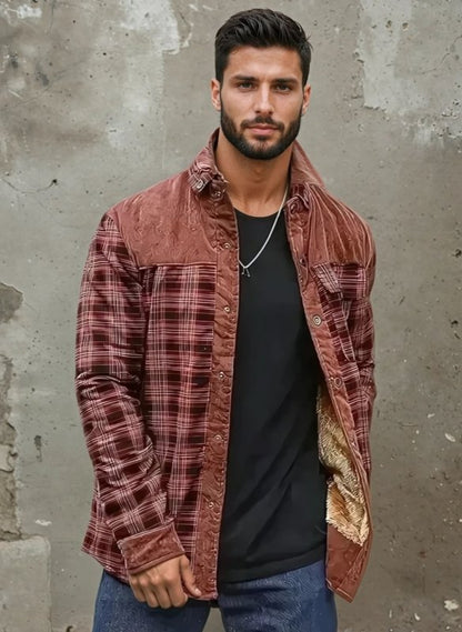 Herren Outdoor Flanelljacke im Holzfäller-Stil mit Fleece-Innenfutter – Ideal für Freizeit und Abenteuer