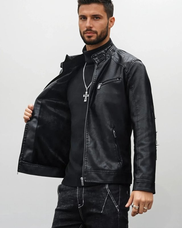Herren Bikerjacke im modernen Stil – Casual Kunstlederjacke für Alltag und Nachtleben