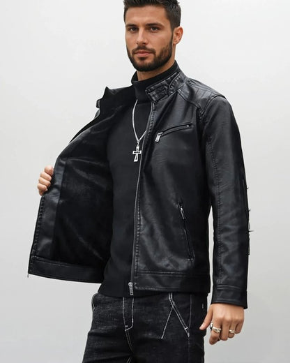 Herren Bikerjacke im modernen Stil – Casual Kunstlederjacke für Alltag und Nachtleben