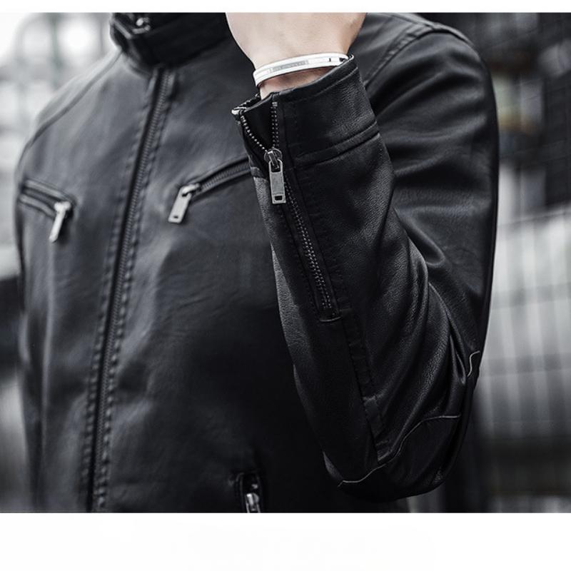 Herren Bikerjacke im modernen Stil – Casual Kunstlederjacke für Alltag und Nachtleben