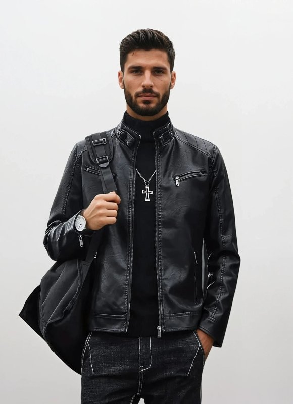Herren Bikerjacke im modernen Stil – Casual Kunstlederjacke für Alltag und Nachtleben