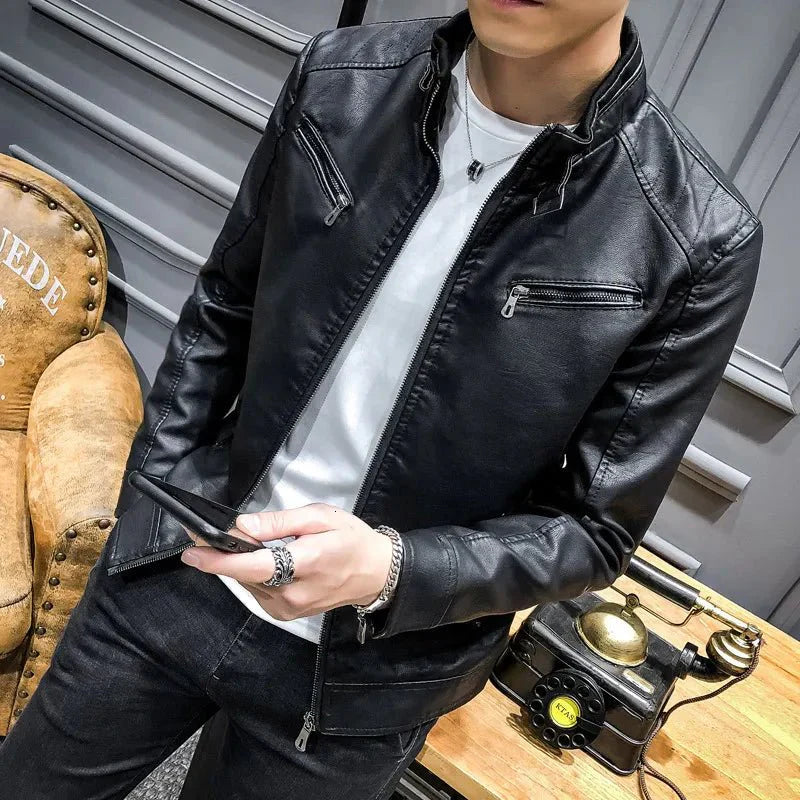 Herren Bikerjacke im modernen Stil – Casual Kunstlederjacke für Alltag und Nachtleben