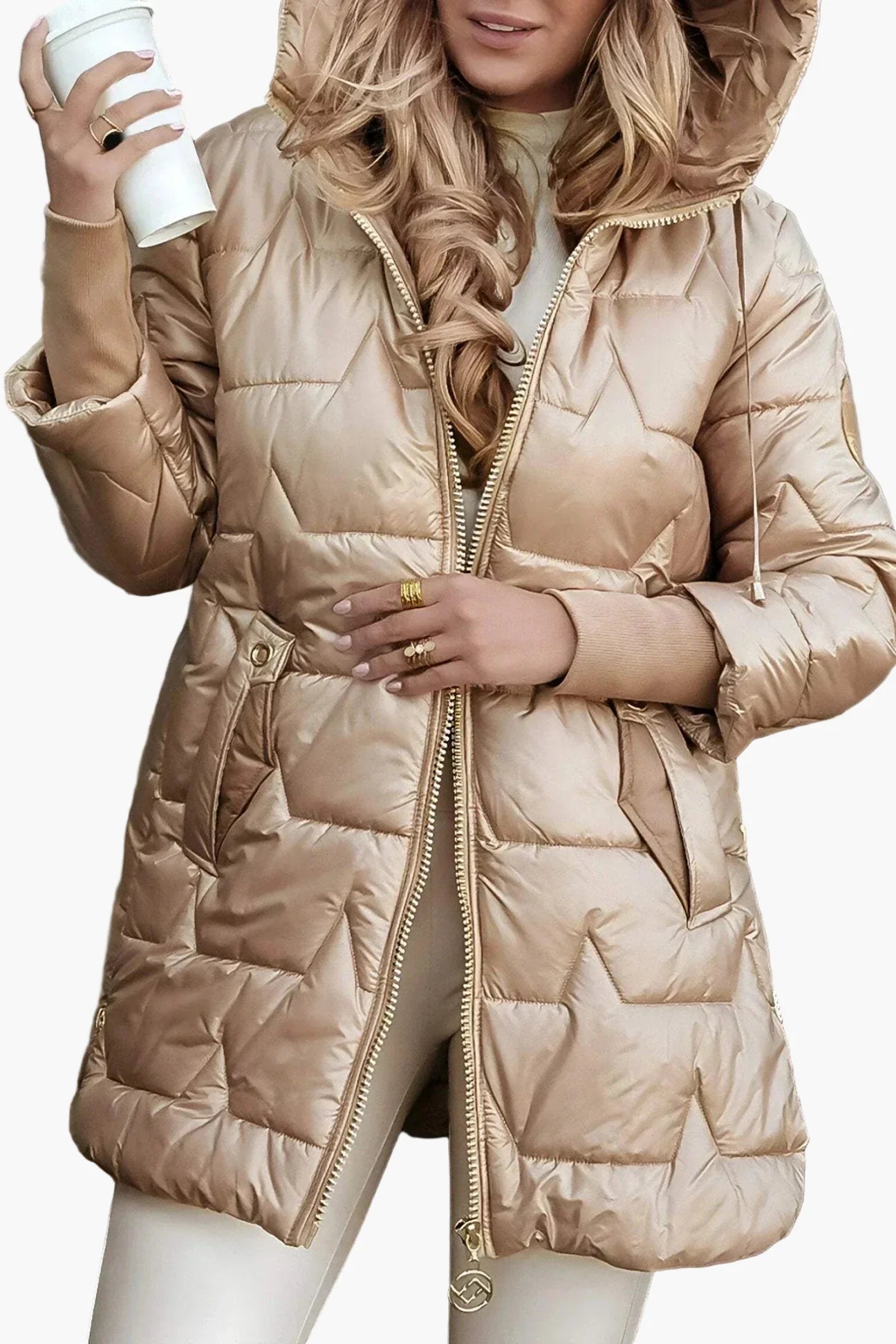 Damen Winter Steppjacke mit Kapuze – Modischer Alltagsmantel für kalte Tage