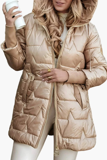 Damen Winter Steppjacke mit Kapuze – Modischer Alltagsmantel für kalte Tage