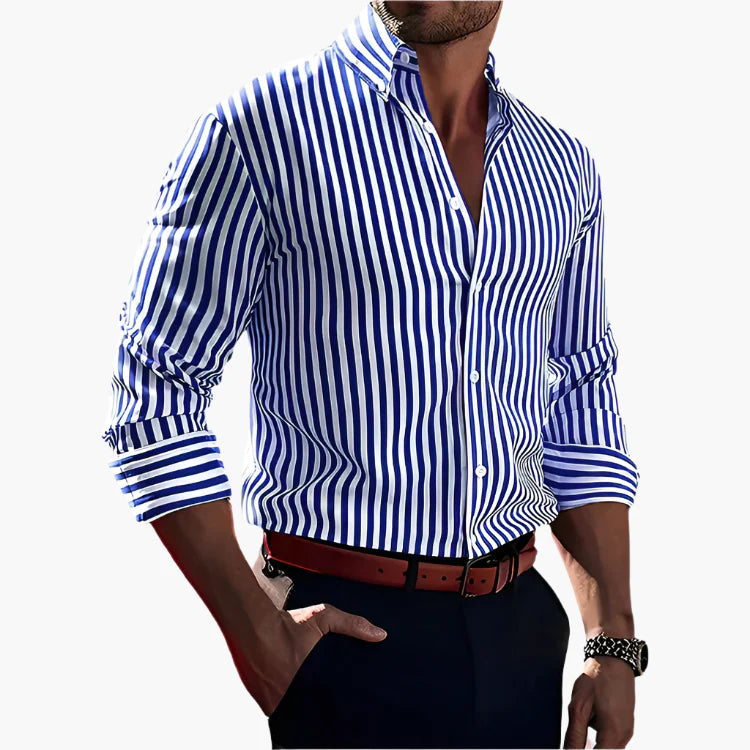 Herren Business Freizeithemd – Gestreiftes Langarmhemd mit klassischem Schnitt, Modernes Oberhemd für Büro & Alltag
