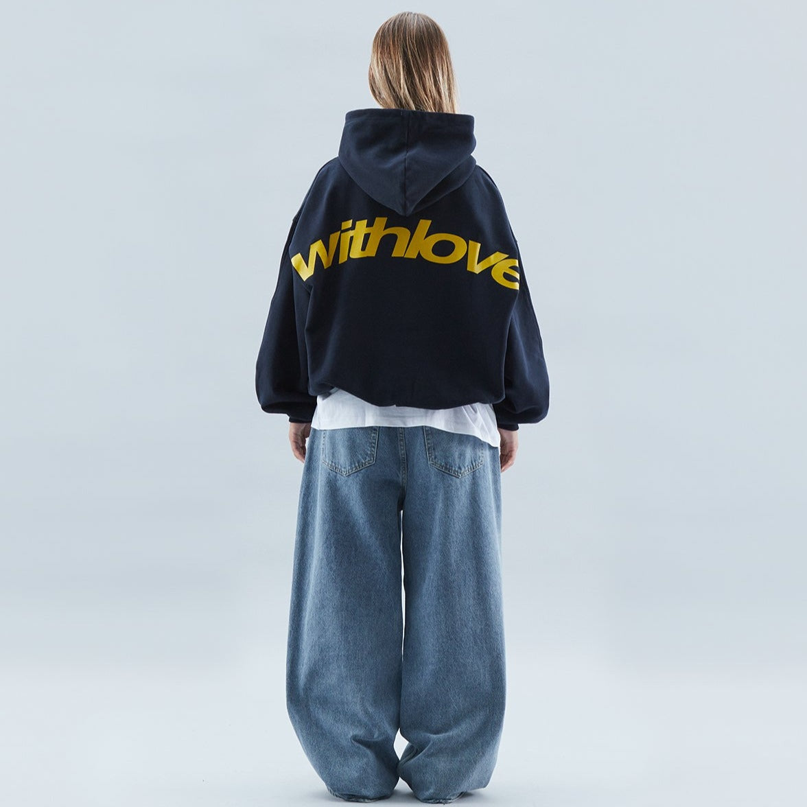 Damen Oversize Streetwear Hoodie mit Kapuze und "withlove" Print – Lässiger Winter Pullover für Freizeit & Alltag