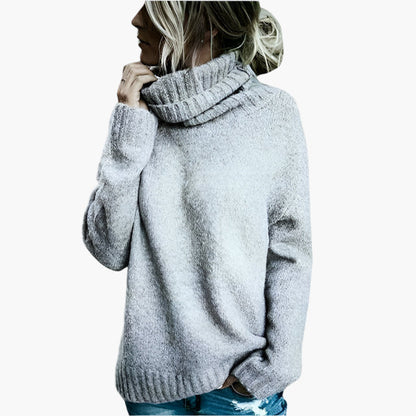 Damen Oversize Rollkragenpullover – Bequemer Freizeit-Strickpullover mit hohem Kragen, moderner Stil