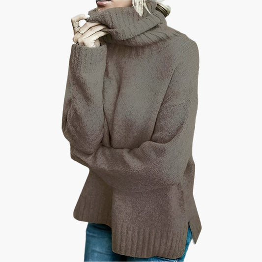 Damen Oversize Rollkragenpullover – Bequemer Freizeit-Strickpullover mit hohem Kragen, moderner Stil