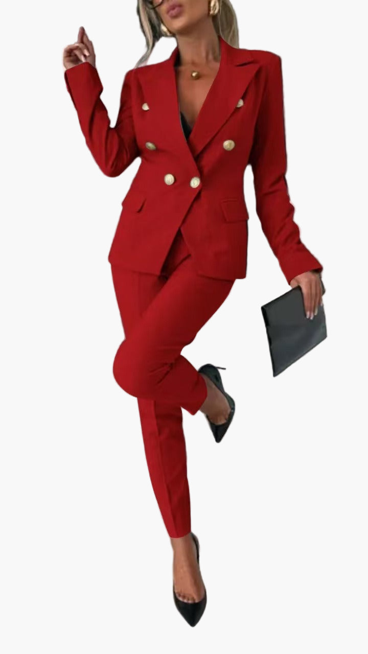 Damen Business Anzug Zweireihig mit Tailliertem Schnitt – Eleganter Hosenanzug für Büro & Events