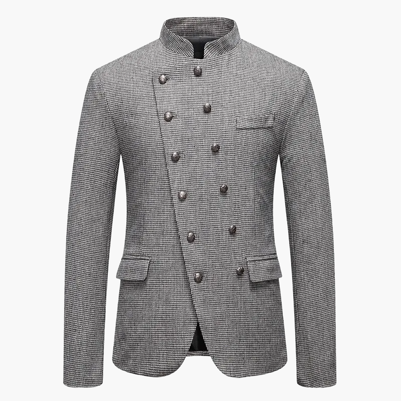 Herren Modernes Stehkragen-Blazerjacke mit Doppelreiher – Elegante Jacke für Business & besondere Anlässe