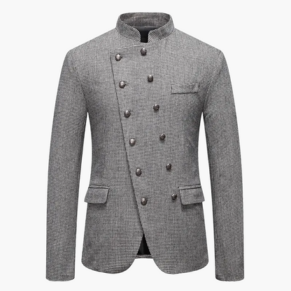 Herren Modernes Stehkragen-Blazerjacke mit Doppelreiher – Elegante Jacke für Business & besondere Anlässe